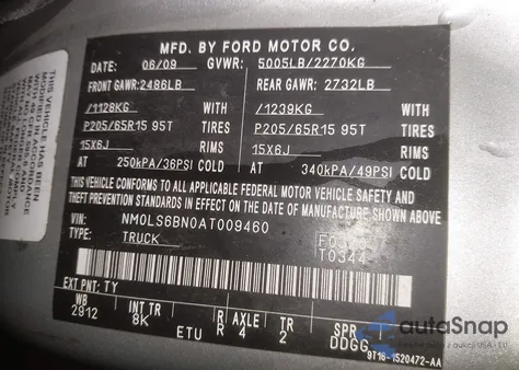 2010 Ford Transit Connect Xlt z USA, uszkodzony, nr VIN NM0LS6BN0AT009460